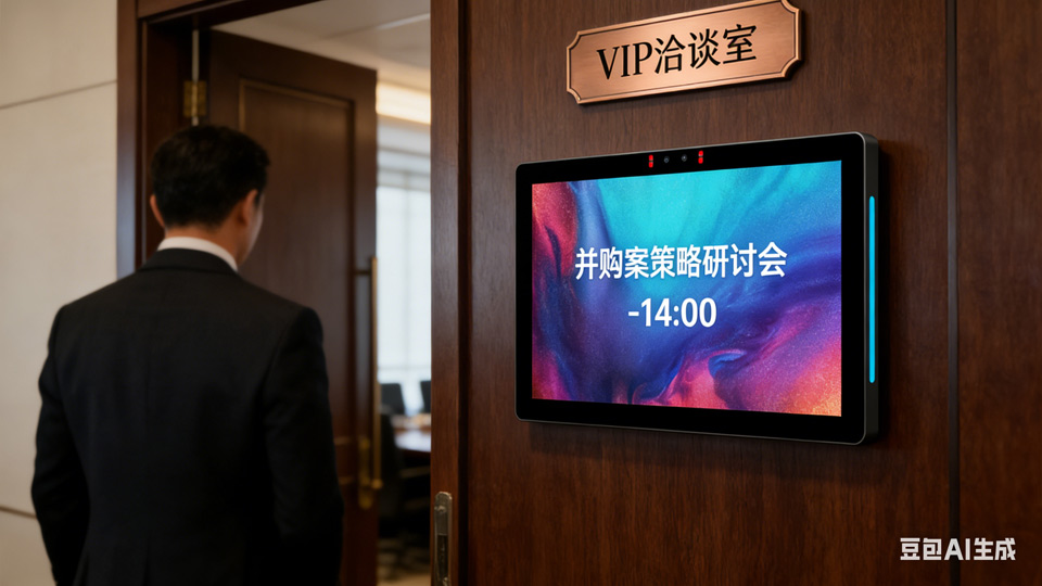 酒店会议室场景：触拓智能电子门牌适配多元需求，筑牢安全防线