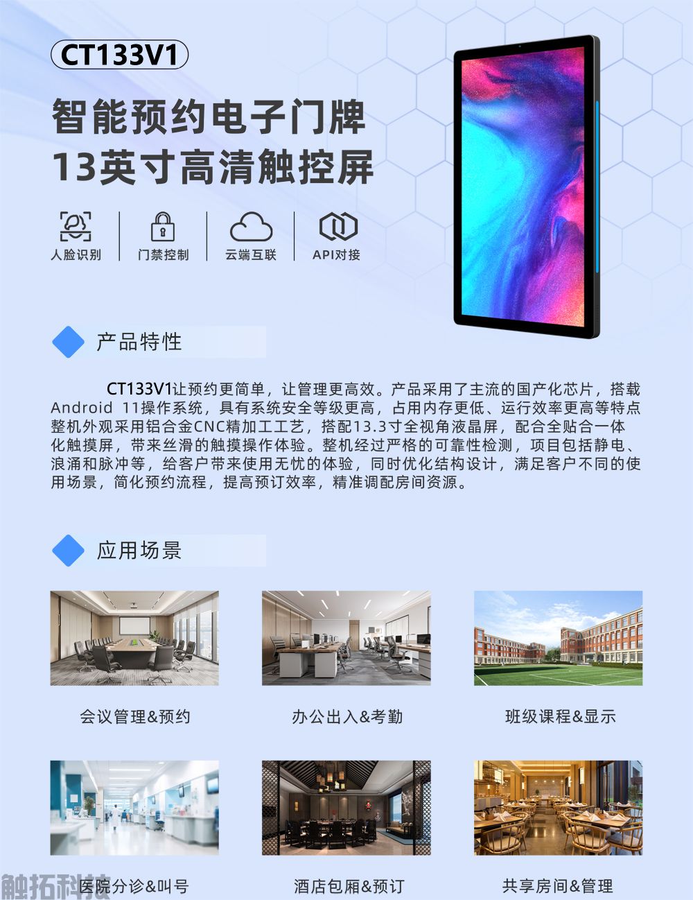 酒店会议室场景：触拓智能电子门牌适配多元需求，筑牢安全防线(图4)
