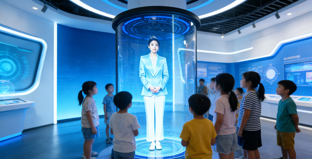 触拓（CHUTO）75寸圆柱AI数字人全息舱详情介绍