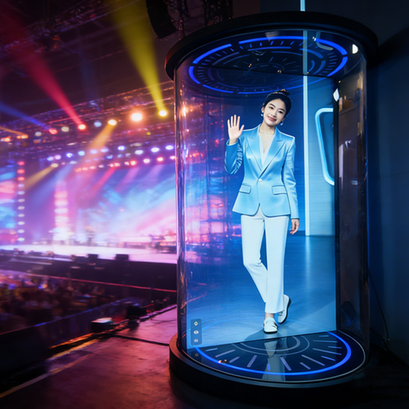 43寸 AI 虚拟人全息柜 | 高亮透明互动终端