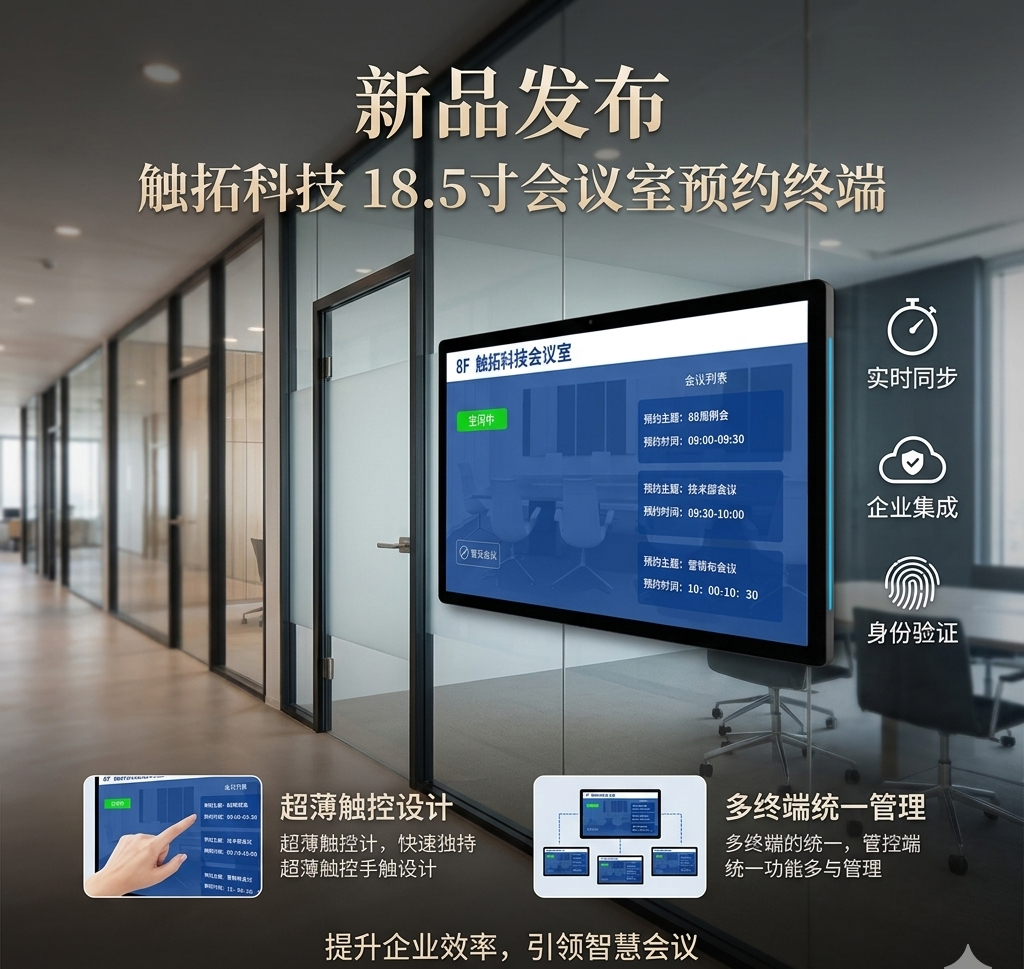 触拓科技 CT185H1 会议预约屏新品发布，国产芯赋能智慧办公新体验 ​(图3)