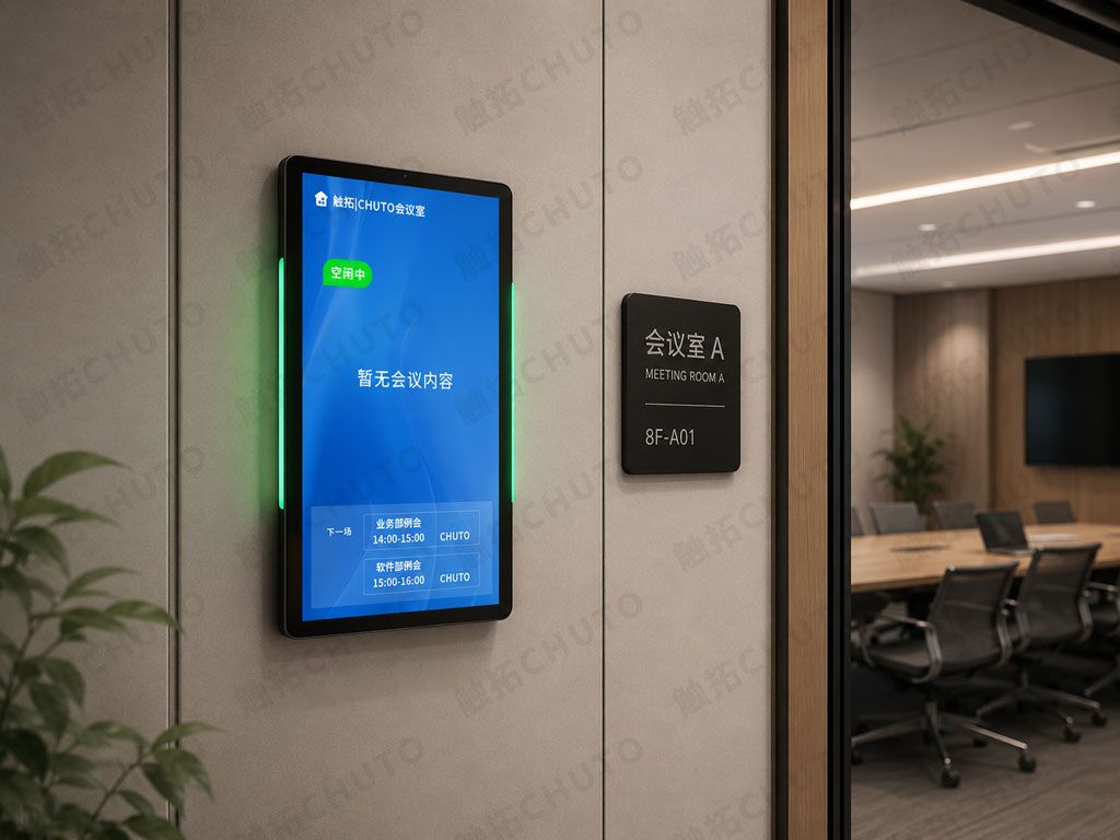 深度解析企业数字化升级：触拓18.5寸会议预约屏如何打破空间传统格调(图1)